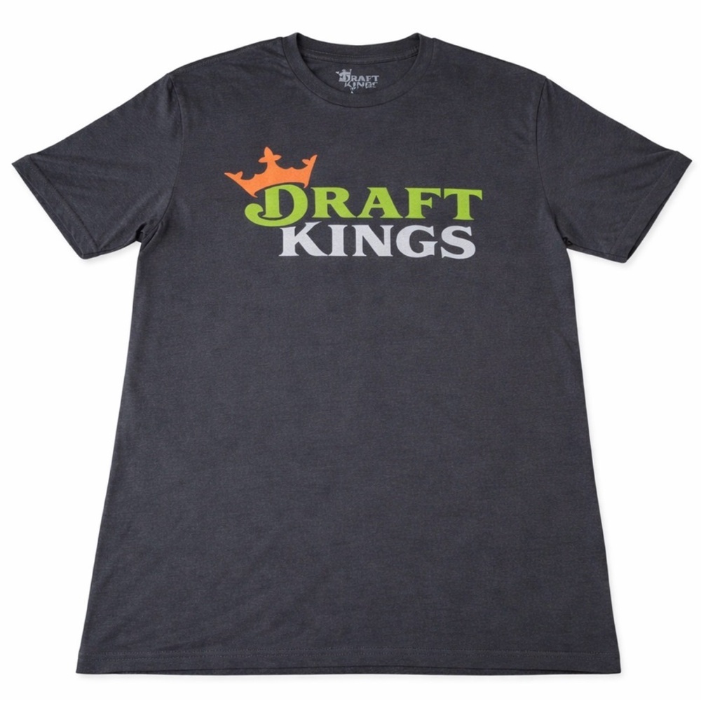 DRAFT KINGS Crew Neck Tee Shirt Men Small Black Subdued Logo Short Sleeve Cotton